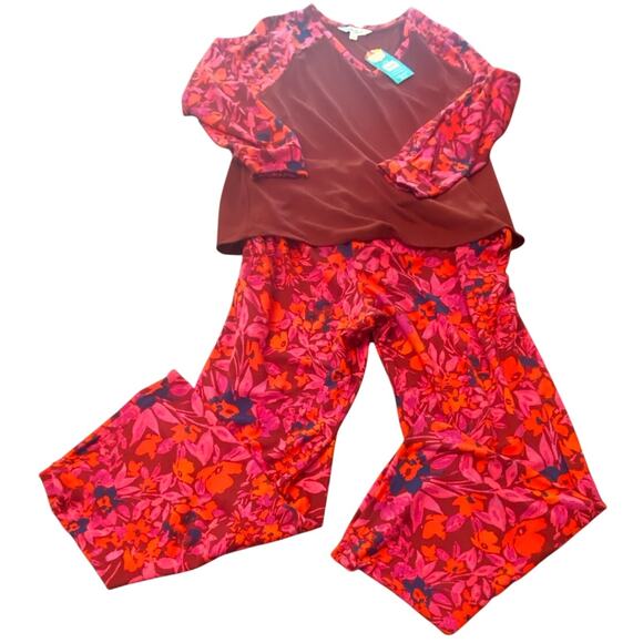 The Pioneer Woman Other - NWT Pioneer Woman Floral Pajama Set L 12-14 Wide Leg Soft Lounge Pockets Cozy